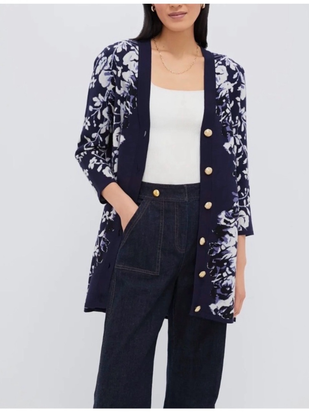 NWT Tuckernuck Indigo’s Reflection Knit Jacquard Liv Cardigan – Small